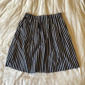 Navy and white striped skirt